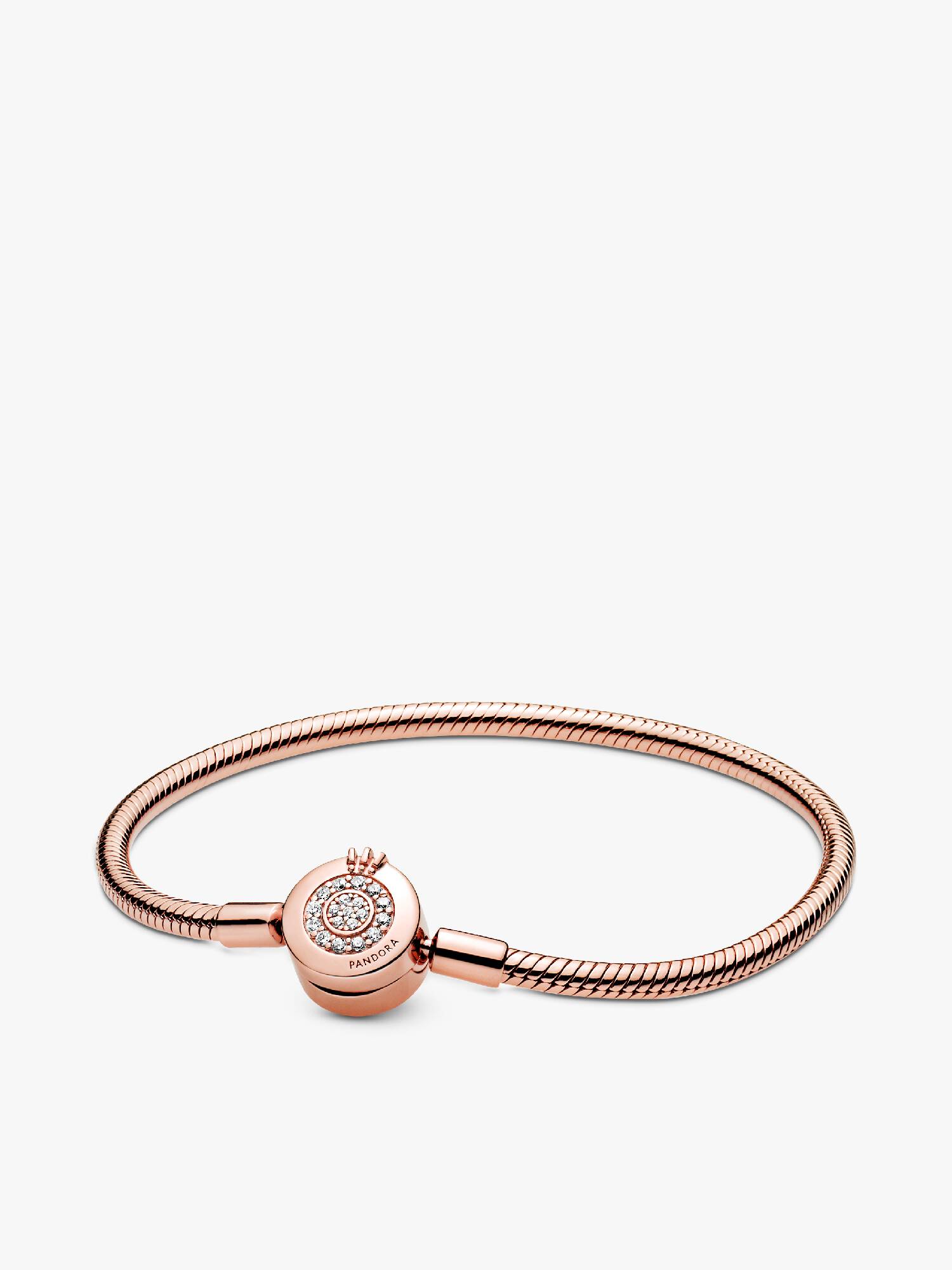Brazalete Pandora Moments cadena de serpiente Corona O resplandeciente Bañado en Oro Rosa de 14k