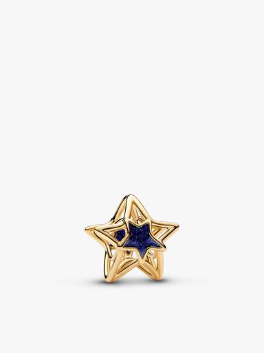 Dúo de charms de estrella y planeta dorados