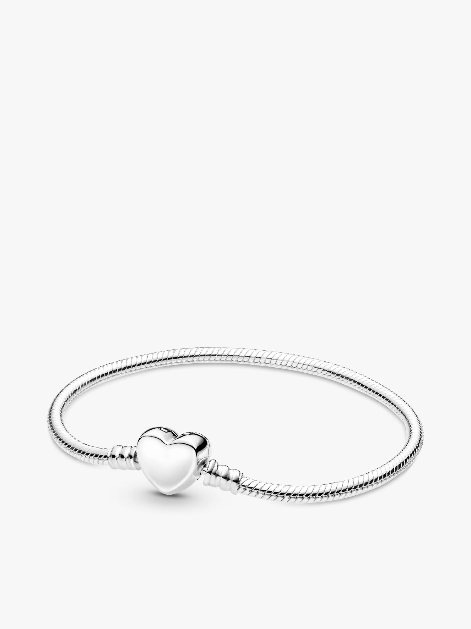 Brazalete  Grabable  Cadena de Serpiente con cierre de Corazón Plateado