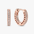 Aros tipo argolla con corazón pavé Bañado en Oro Rosa de 14k Aros tipo argolla con corazón pavé Bañado en Oro Rosa de 14k