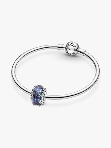 Charm De Cristal De Murano En Plata De Ley Galaxia & Estrella