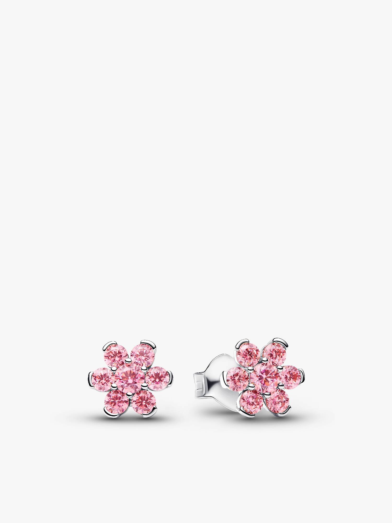  Aros de botón Flor Rosa Brillante