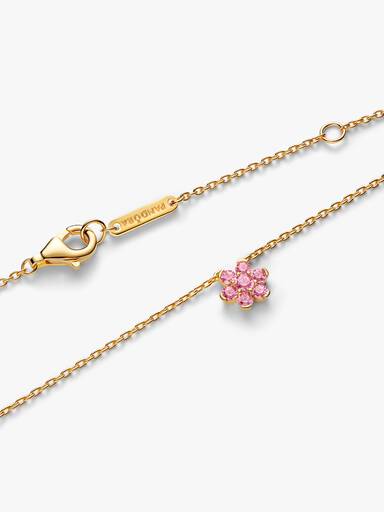 Collar con dije colgante Flor rosa brillante