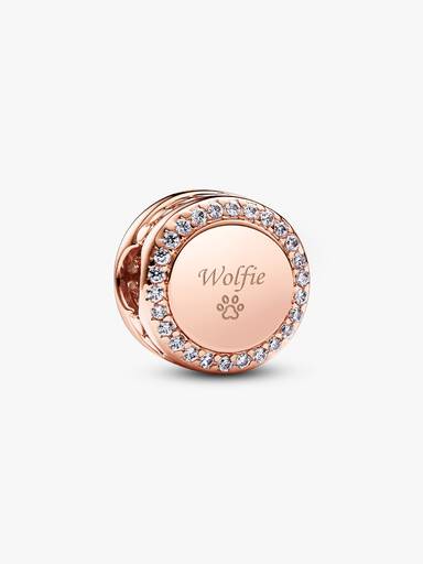 Charm de Botón Brillante para Grabar Rosa