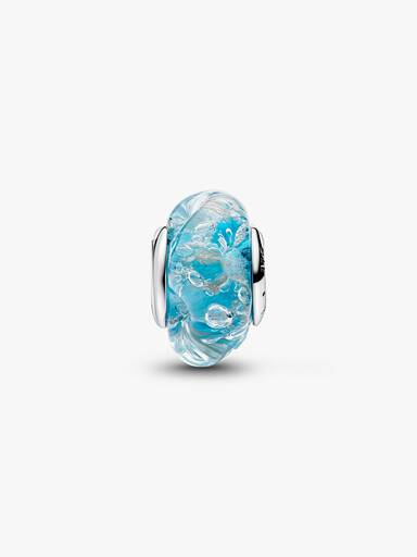 Charm de cristal de Murano turquesa y brillo