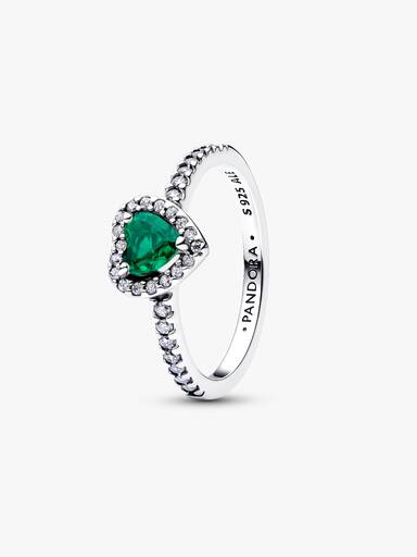 Anillo de Corazón verde real elevado