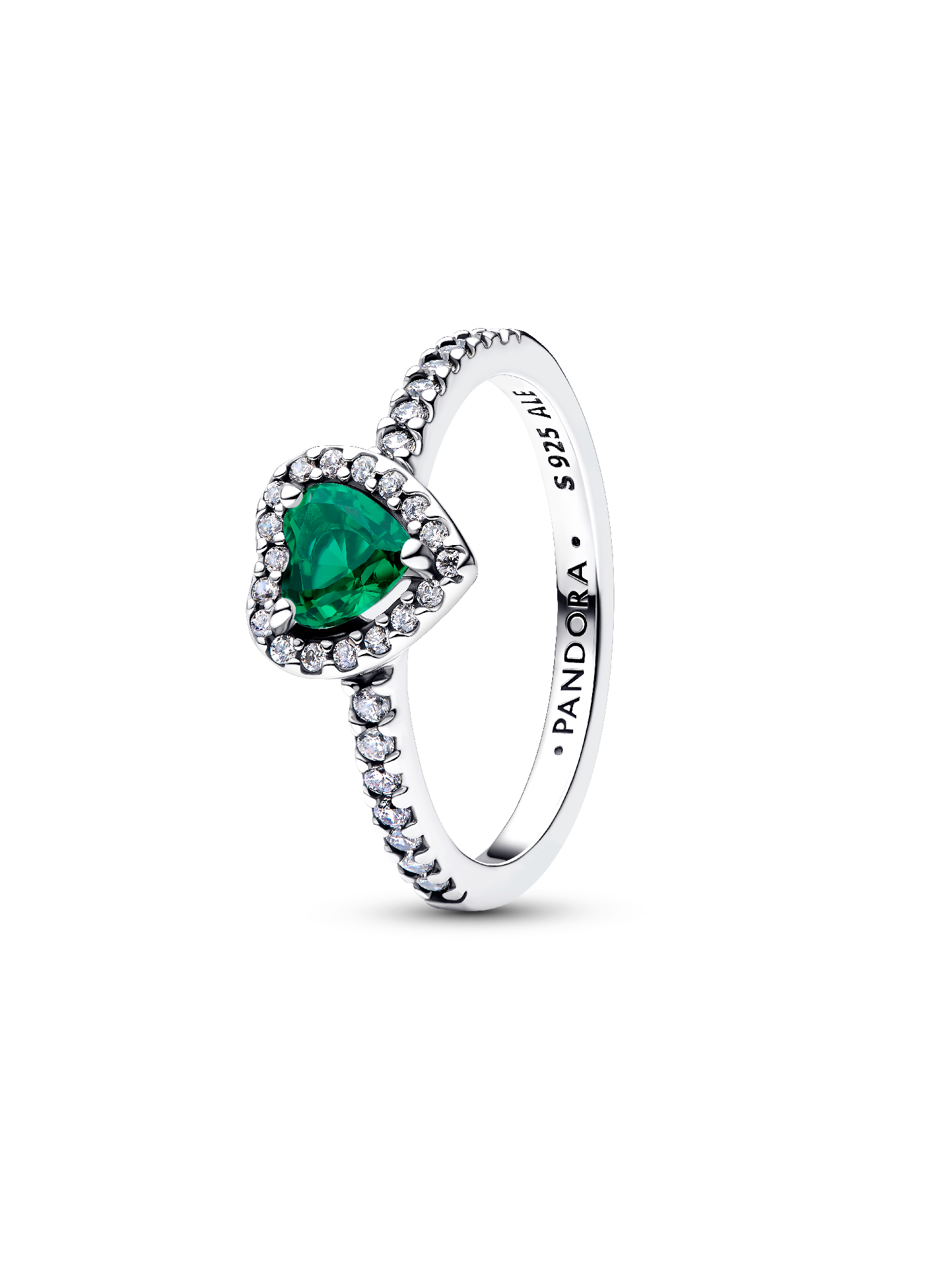 Anillo de Corazón verde real elevado