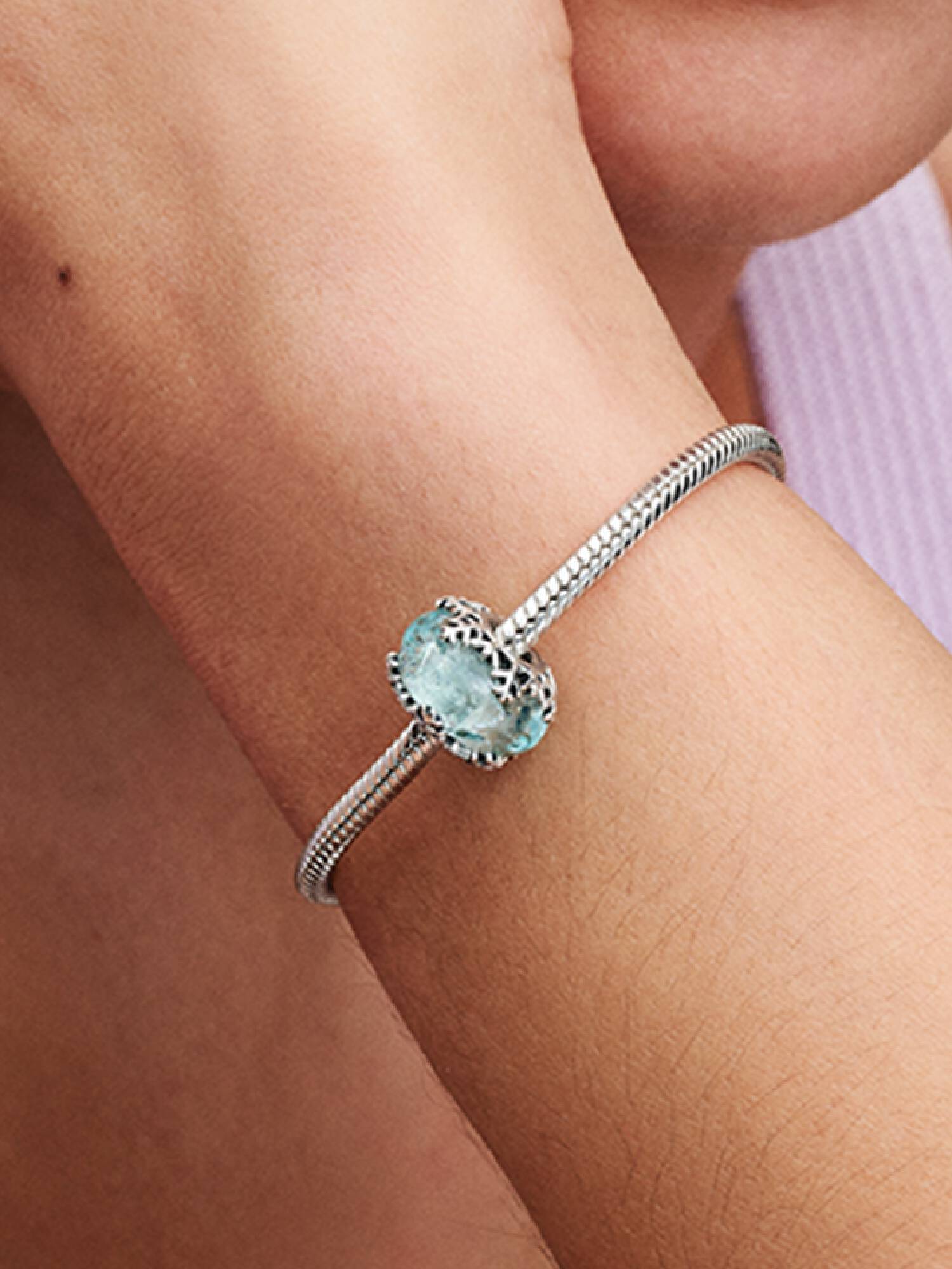 Charm de cristal Murano Copo de nieve Azul invierno Pandora Plata Esterlina