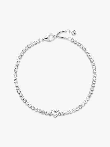 Brazalete En Plata De Ley Corazon Brillante