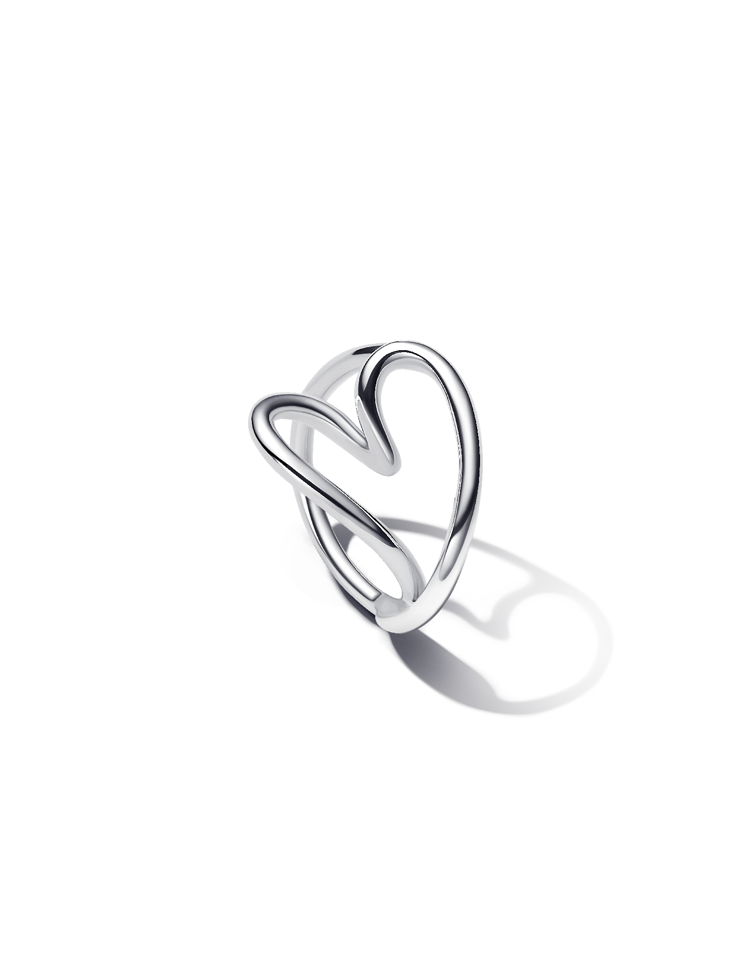 Anillo Corazón Forma Orgánica Plateado