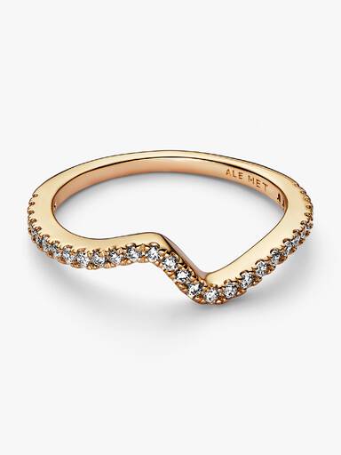 Anillo Ola Brillante Dorado