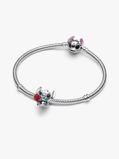 Charm de cristal de Murano rosa Stich de Disney