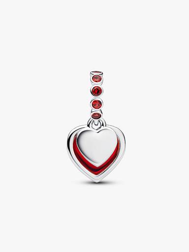 Charm Colgante doble Corazón de Cristal de Murano Rojo