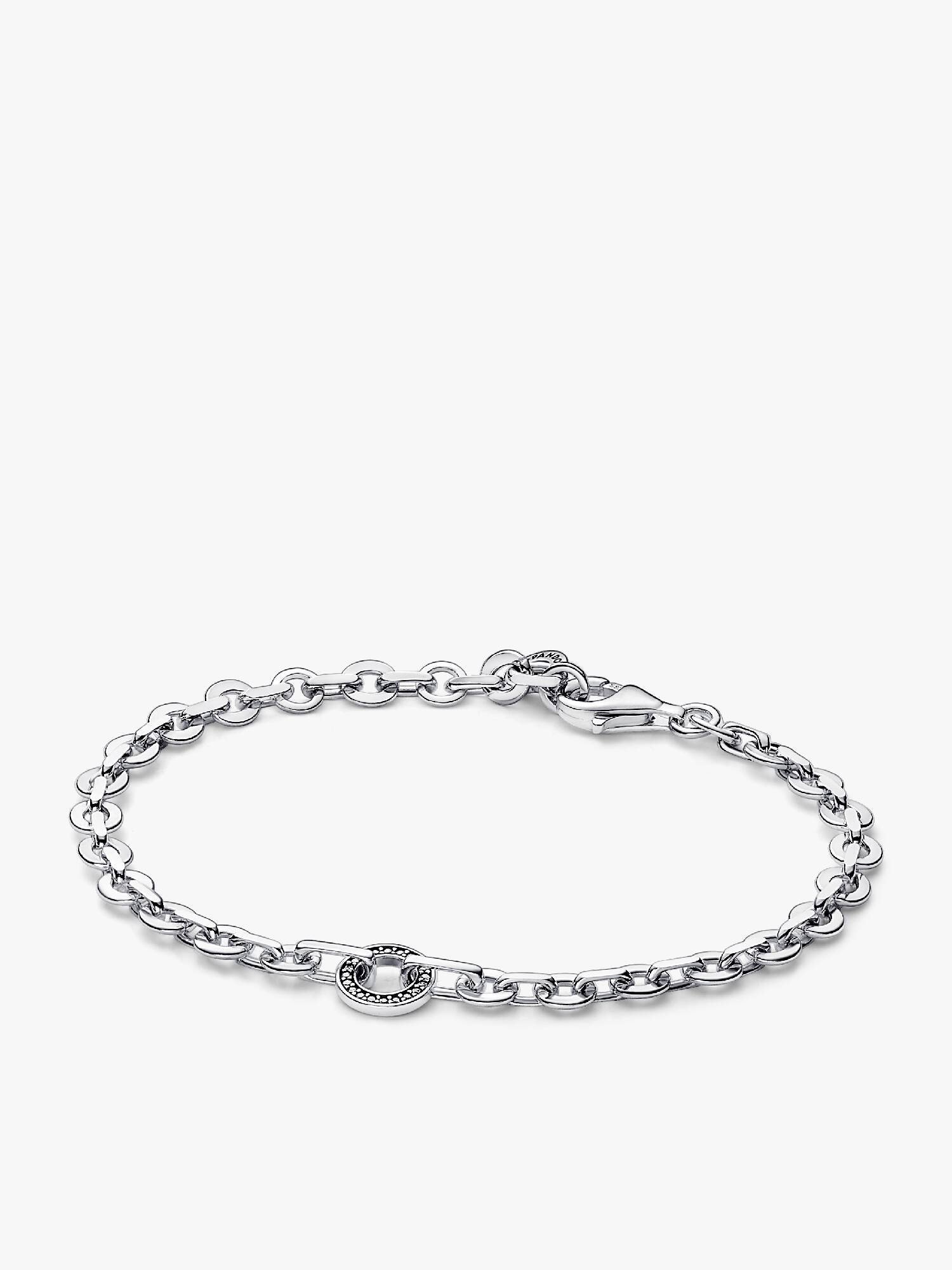 Pulsera Cadena Gruesa Pavé Pandora Signature Pandora Plata Esterlina 18 cm