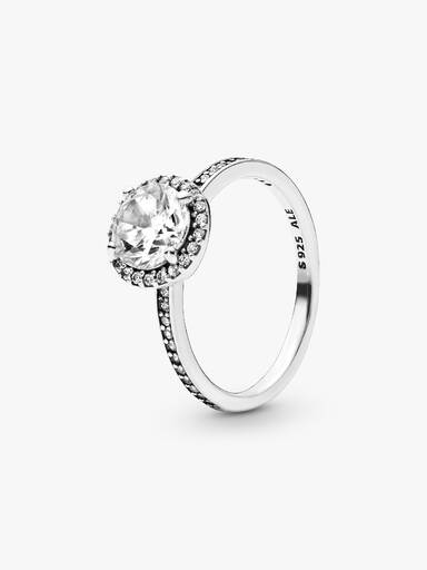 Anillo redondo con halo brillante