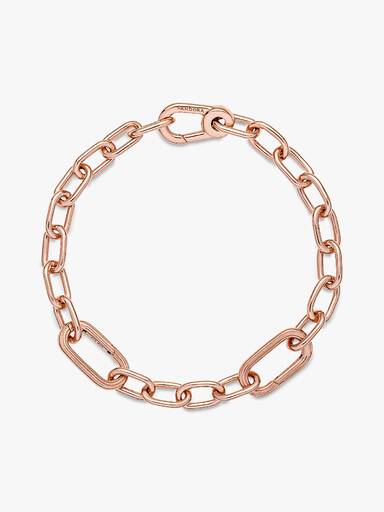 Brazalete De Cadena De Eslabones Dos Conectores Recubrimiento en Oro Rosa De 14K Pandora Me 15 cm