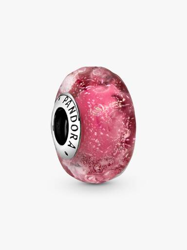 Charm de Cristal de Murano Rosa Fantasía Ondulado