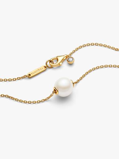 Collar Perla Cultivada de Agua Dulce Tratada Recubrimiento en Oro 14K
