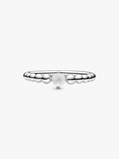 Anillo de Cuentas Blanco Lechoso