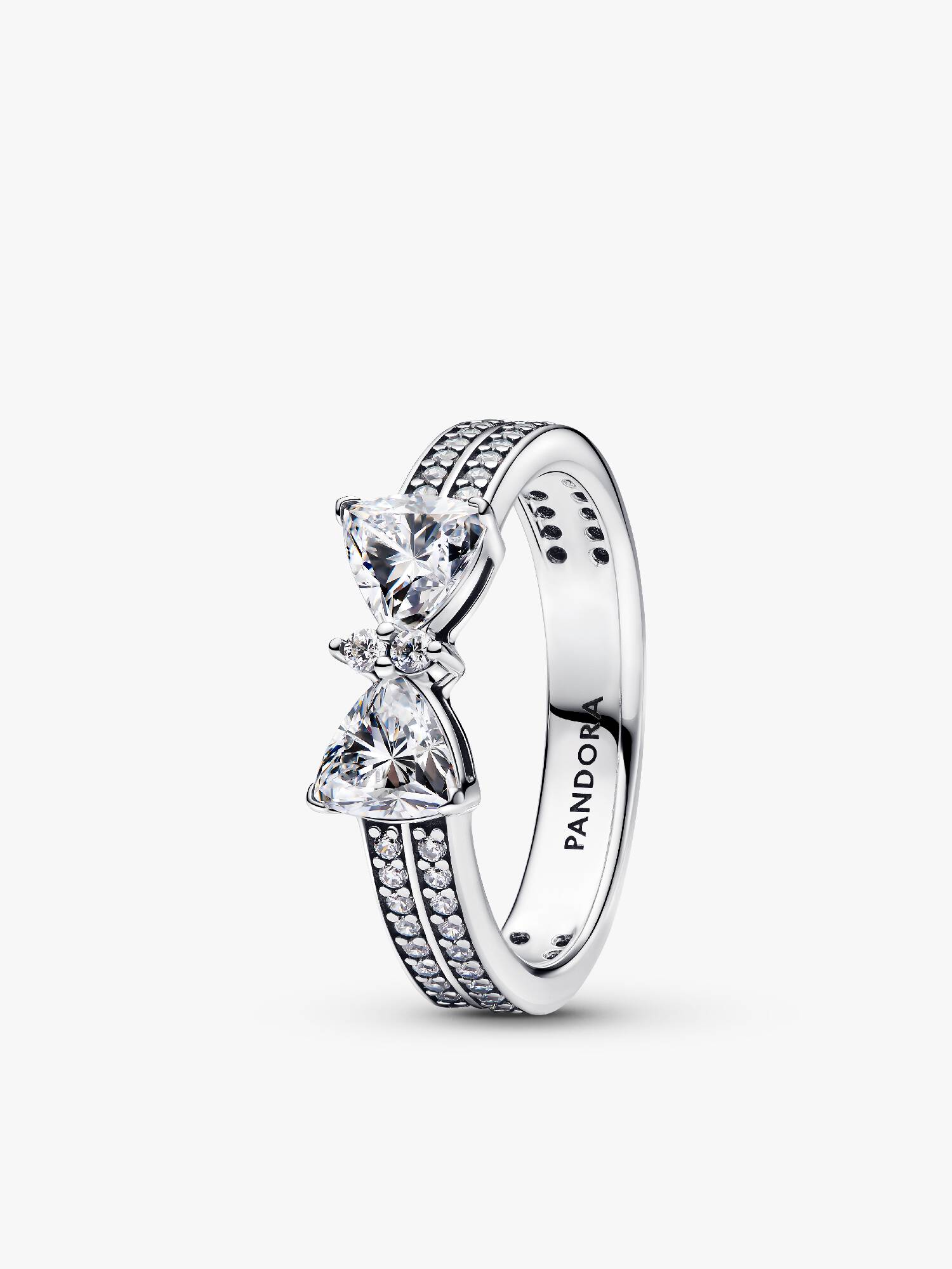 Anillo lazo brillante doble fila