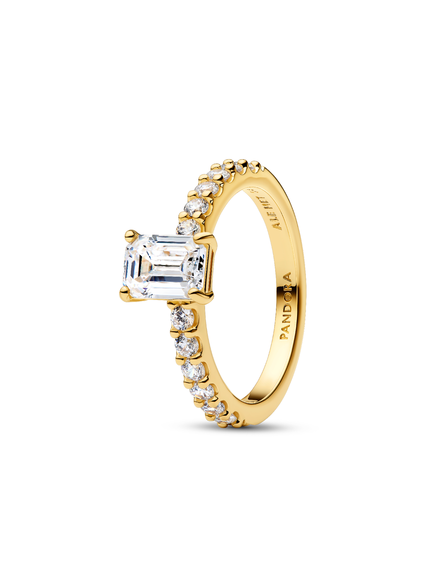 Anillo Halo Rectangular Brillante