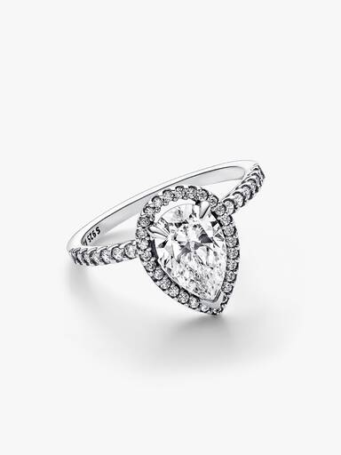 Anillo Halo Pera Brillante 48