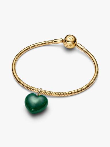 Charm Colgante Corazón Inflado Verde