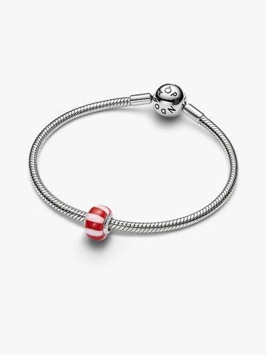 Charm de cristal de Murano menta peppermint roja
