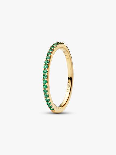 Anillo Banda Eternidad Medio Verde Brillante