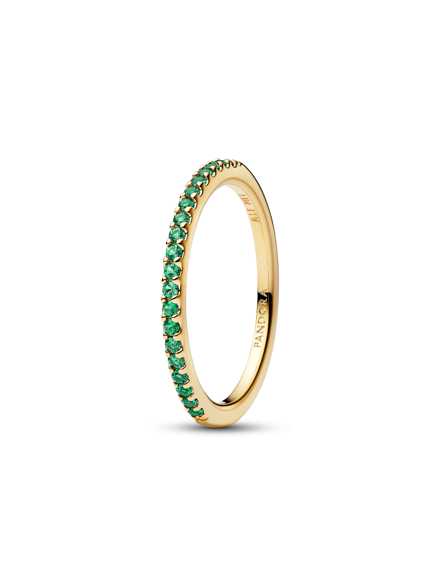 Anillo Banda Eternidad Medio Verde Brillante