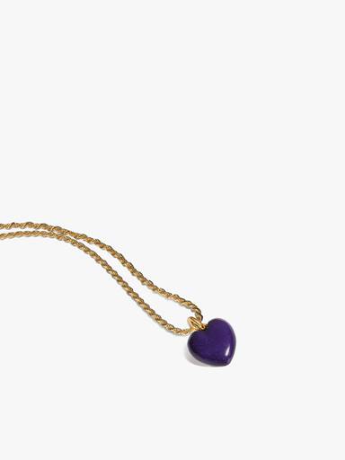 Collar con colgante de corazón abultado morado