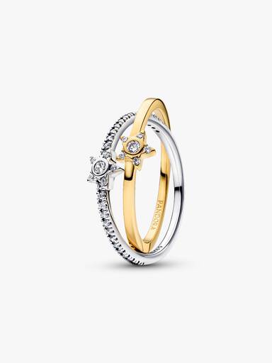 Anillo Estrella Brillante Cruzado