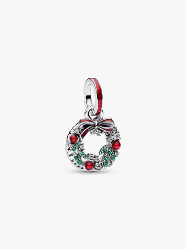 Charm Colgante Doble Corona de navidad