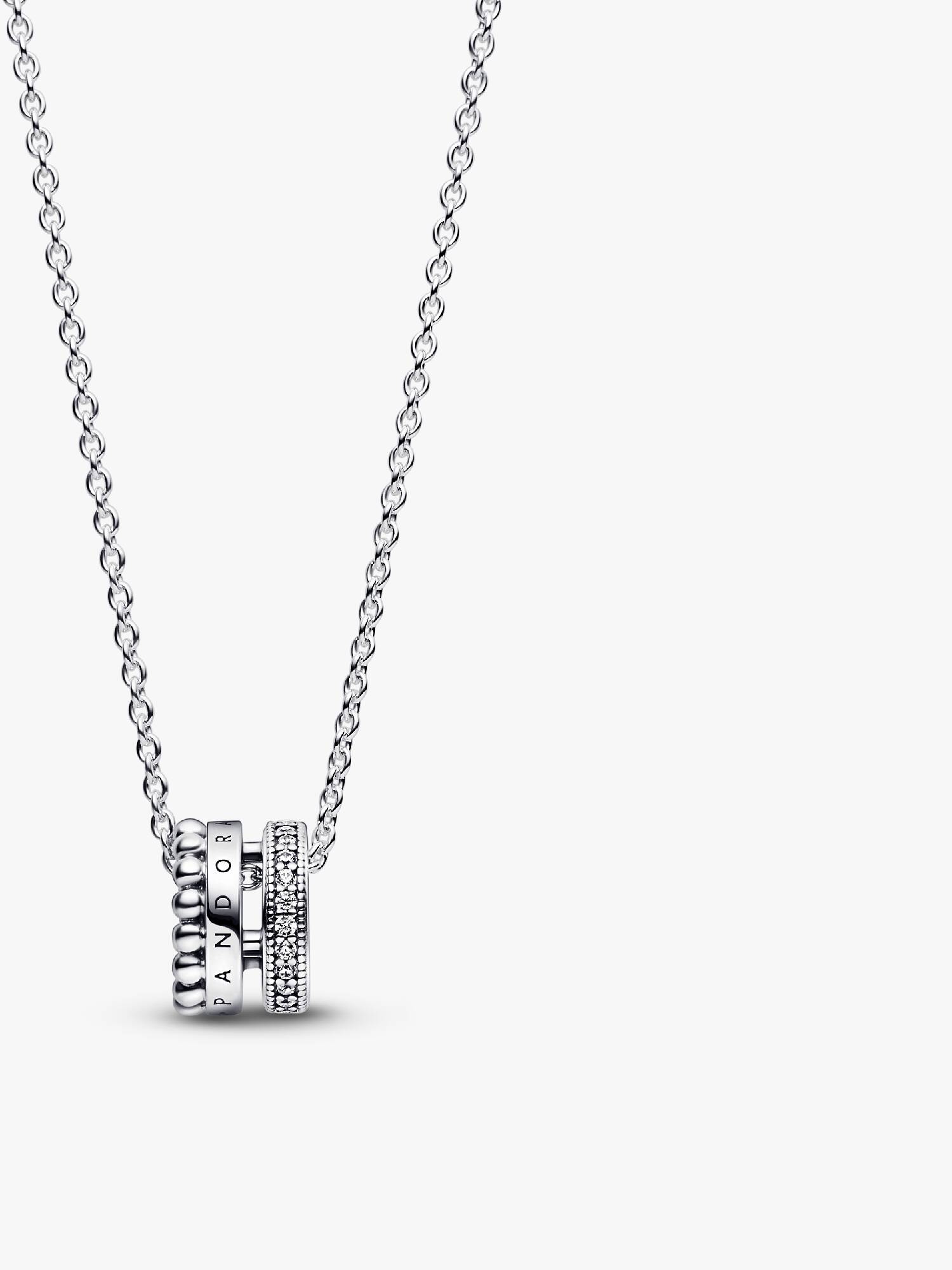 Collar y pendiente de pavé y cuentas con logotipo de Pandora Signature