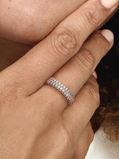 Anillo Fila Doble en Pavé 52