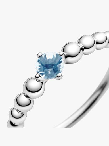 Anillo de cuentas con piedra natal de marzo