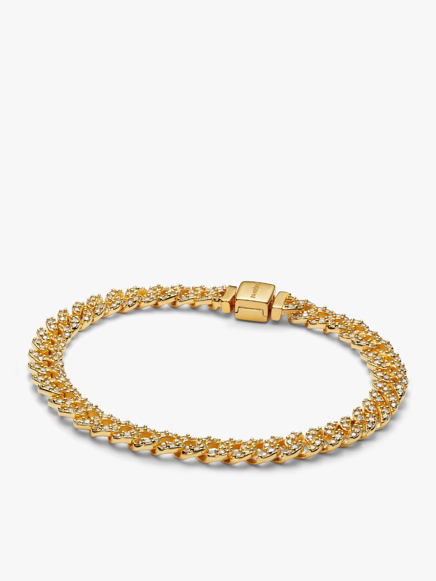 Brazalete Cadena Cubana en Pavé 16 cm