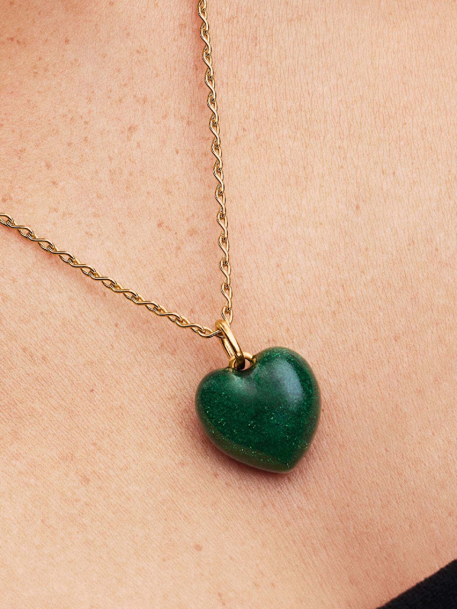 Charm Colgante Corazón Inflado Verde
