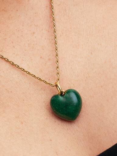 Charm Colgante Corazón Inflado Verde