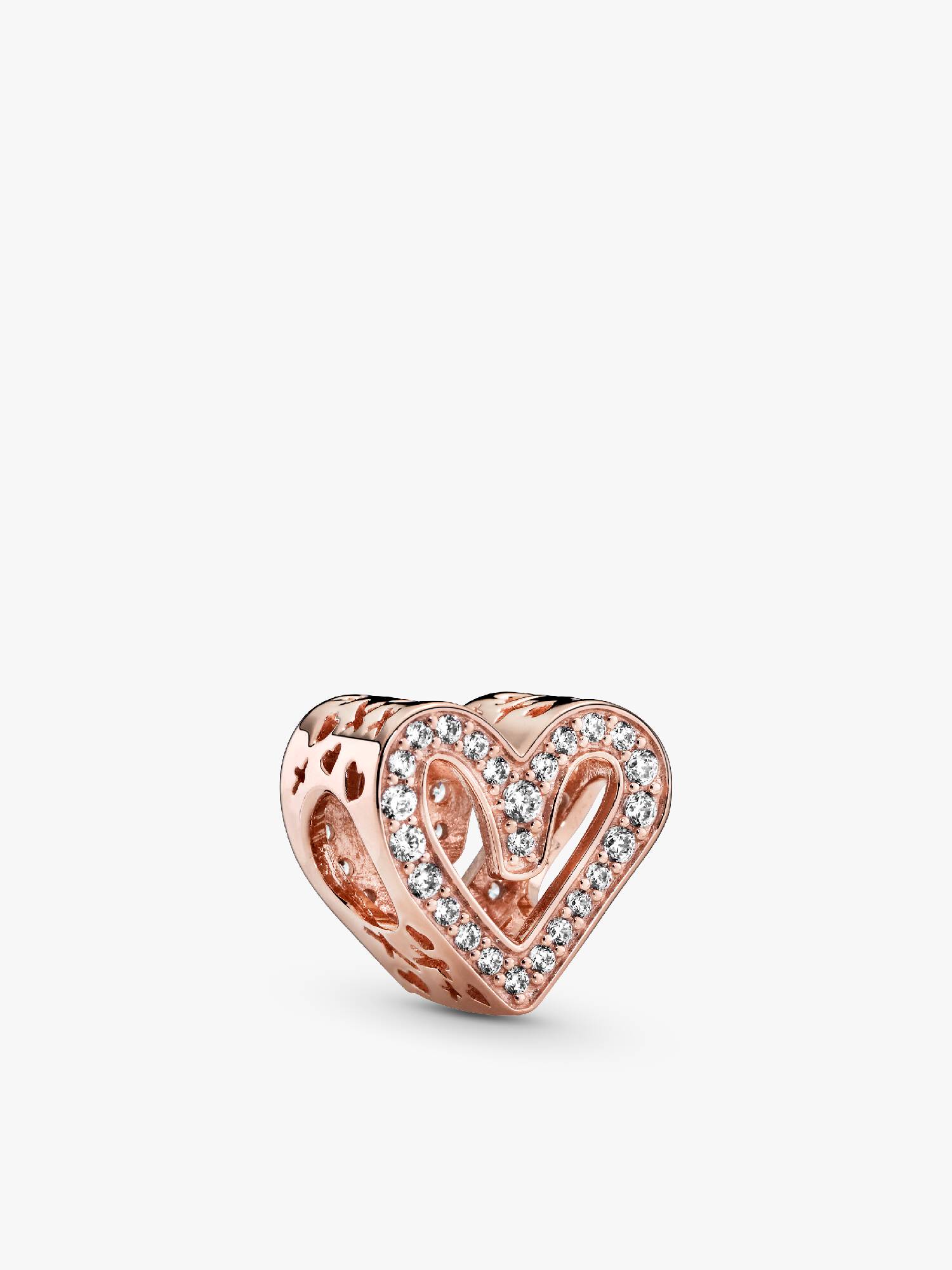 Charm resplandeciente Corazón de diseño libre Recubrimiento en Oro Rosa de 14k Talla única