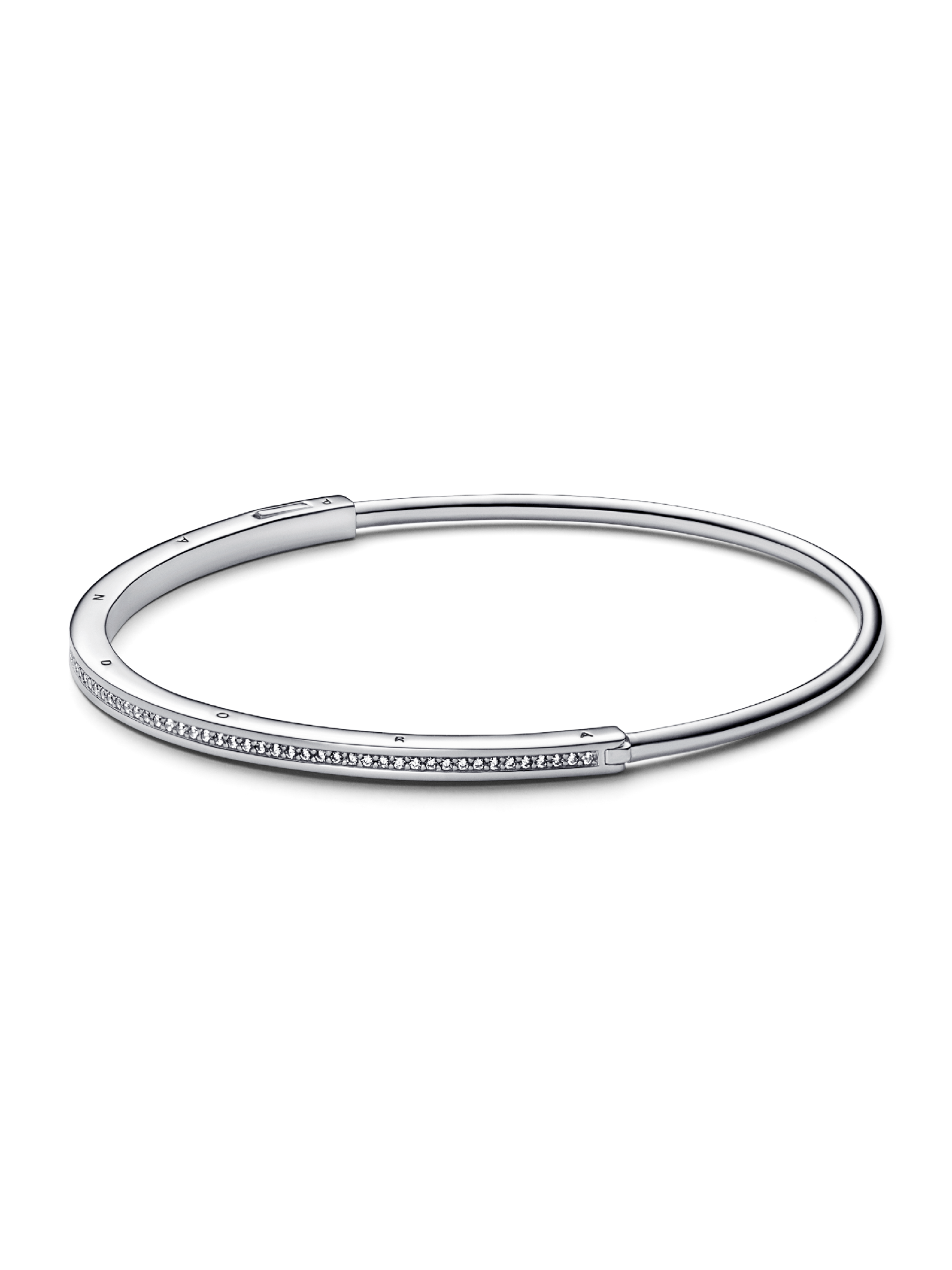 Brazalete rígido Pandora Signature I-D en Pavé