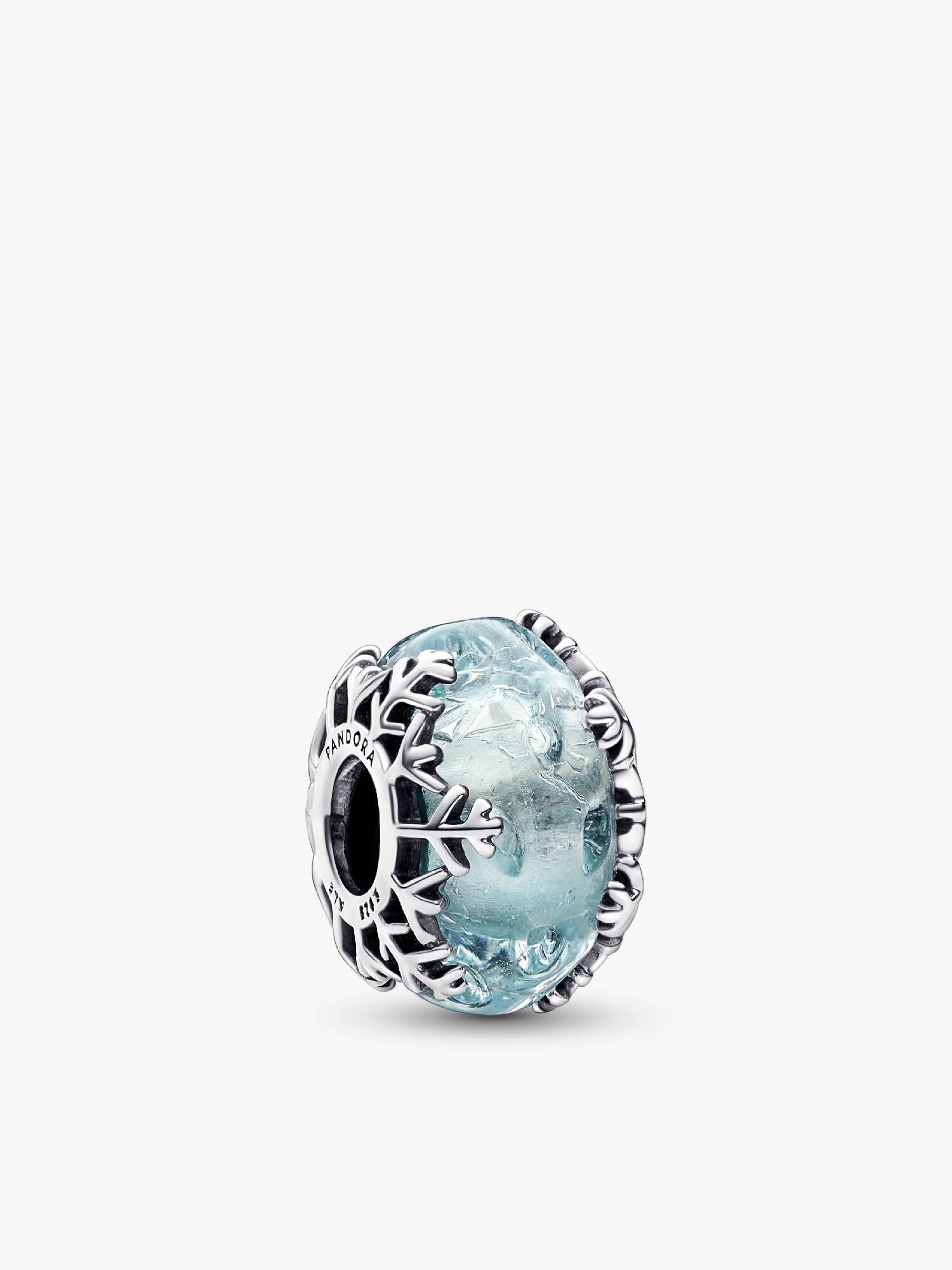 Charm de cristal Murano Copo de nieve Azul invierno Pandora Plata Esterlina
