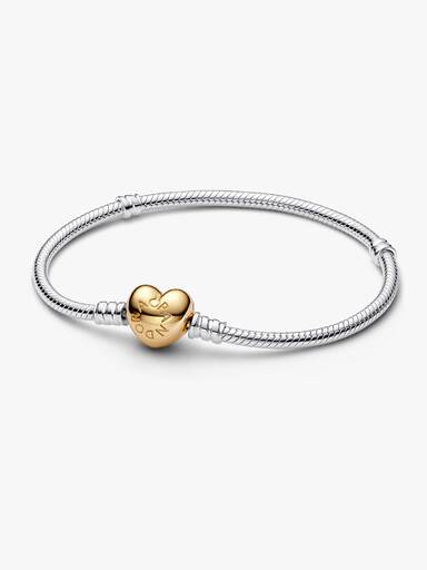 Brazalete Pandora Moments cadena de serpiente con broche de corazón Shine