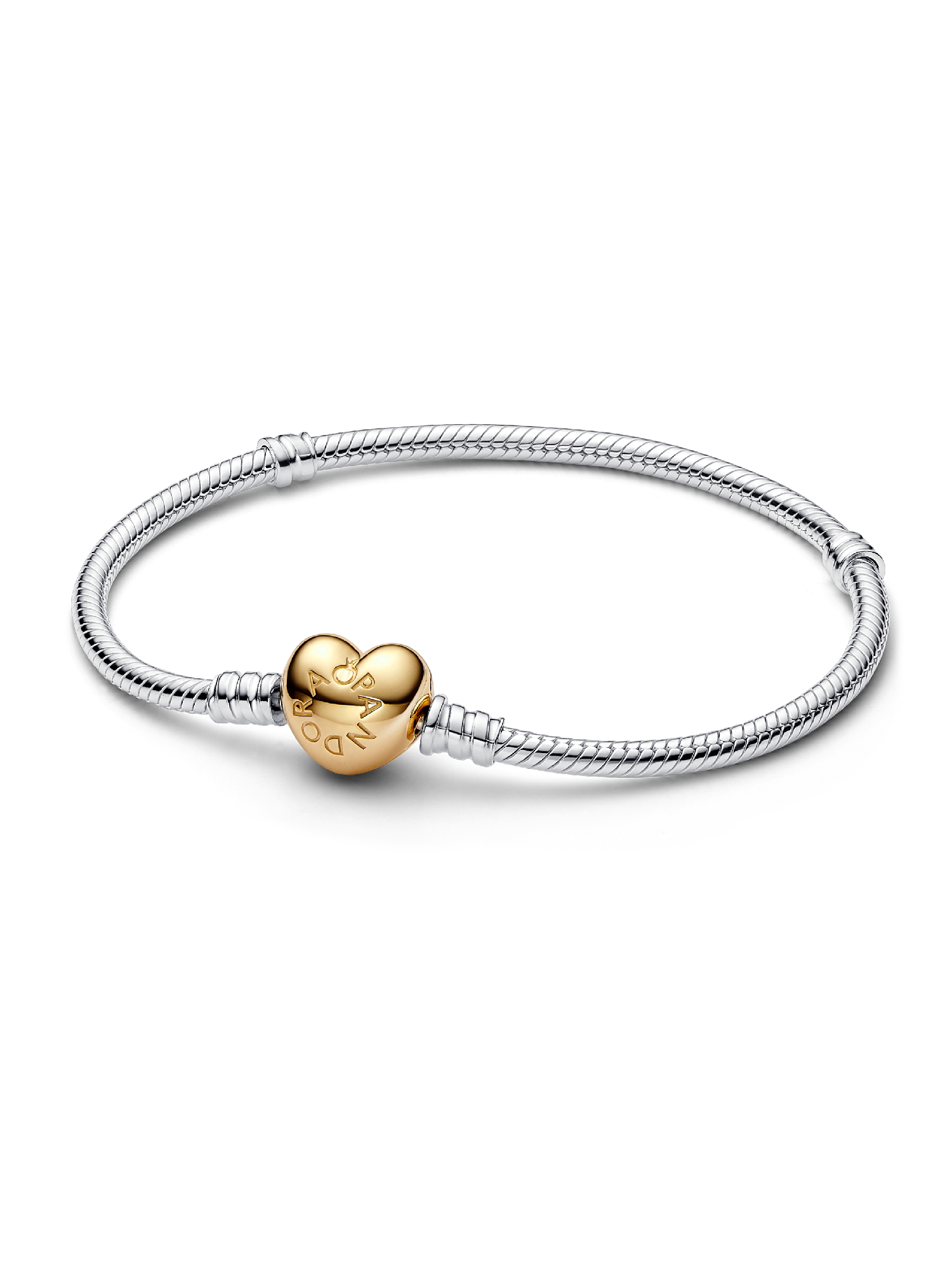 Brazalete Pandora Moments cadena de serpiente con broche de corazón Shine