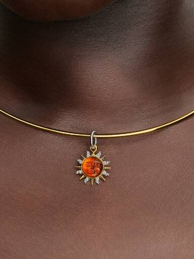 Charm Colgante Sol Remolino en Dos Tonos