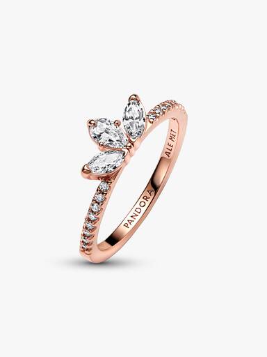 Anillo Racimo herbario reluciente Bañado en Oro Rosa de 14k