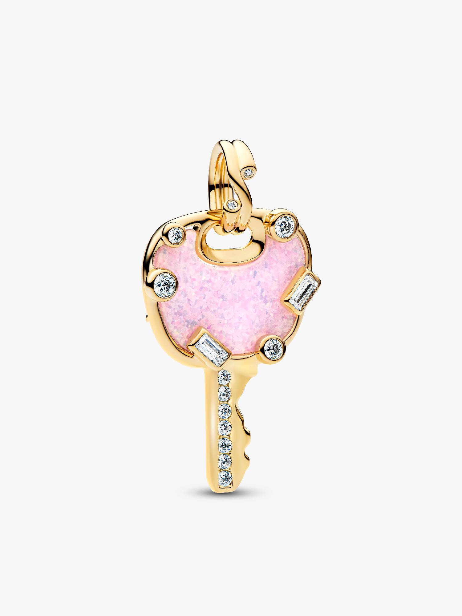 Charm Colgante grande Llave de Amor Rosa Opalescente