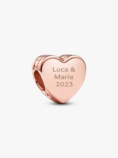 Charm Corazón para Grabar Rosa