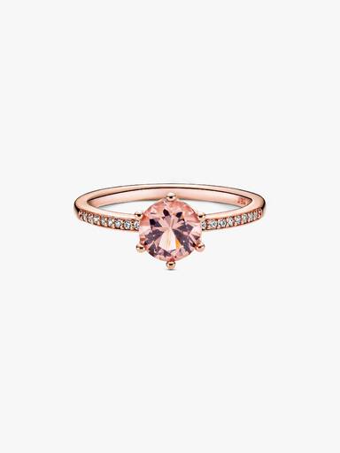 Anillo Solitario Corona Brillante Rosa Bañado en Oro Rosa de 14k