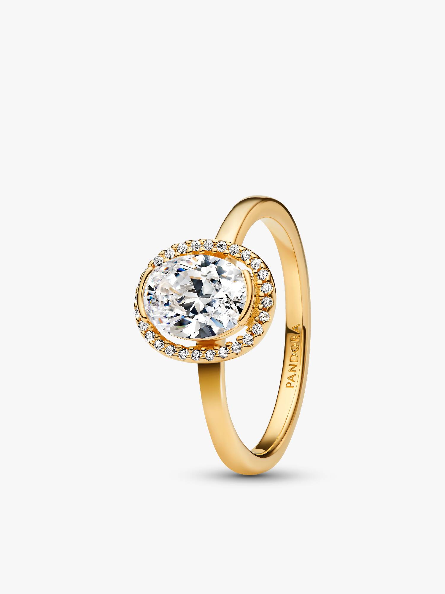 Anillo Halo Ovalado Brillante Dorado